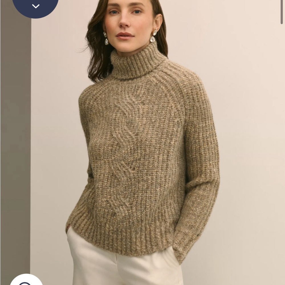 Brooks Brothers Women's Shimmer Knit Turtleneck Sweater- Alpaca-Wool